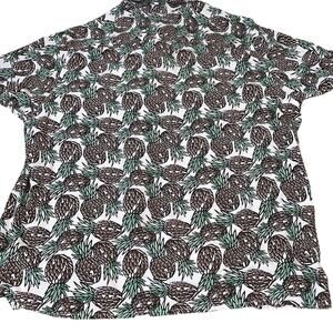 Goodfellow Pineapple Graphic Button Down Shirt Tan Size L Hawaiian short sleeve